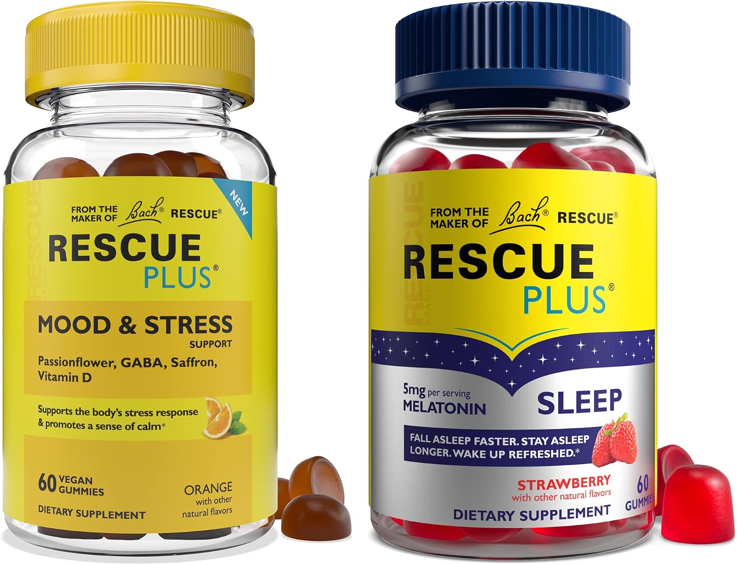 Bach RESCUE Plus Gominolas de Sueño y Estrés - Pack 2x1, 60 unidades cada una