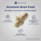 Natural Stacks Serotonin Brain Food - 1250mg L-Triptófano y 400mg Rhodiola Rosea - 120 Cápsulas