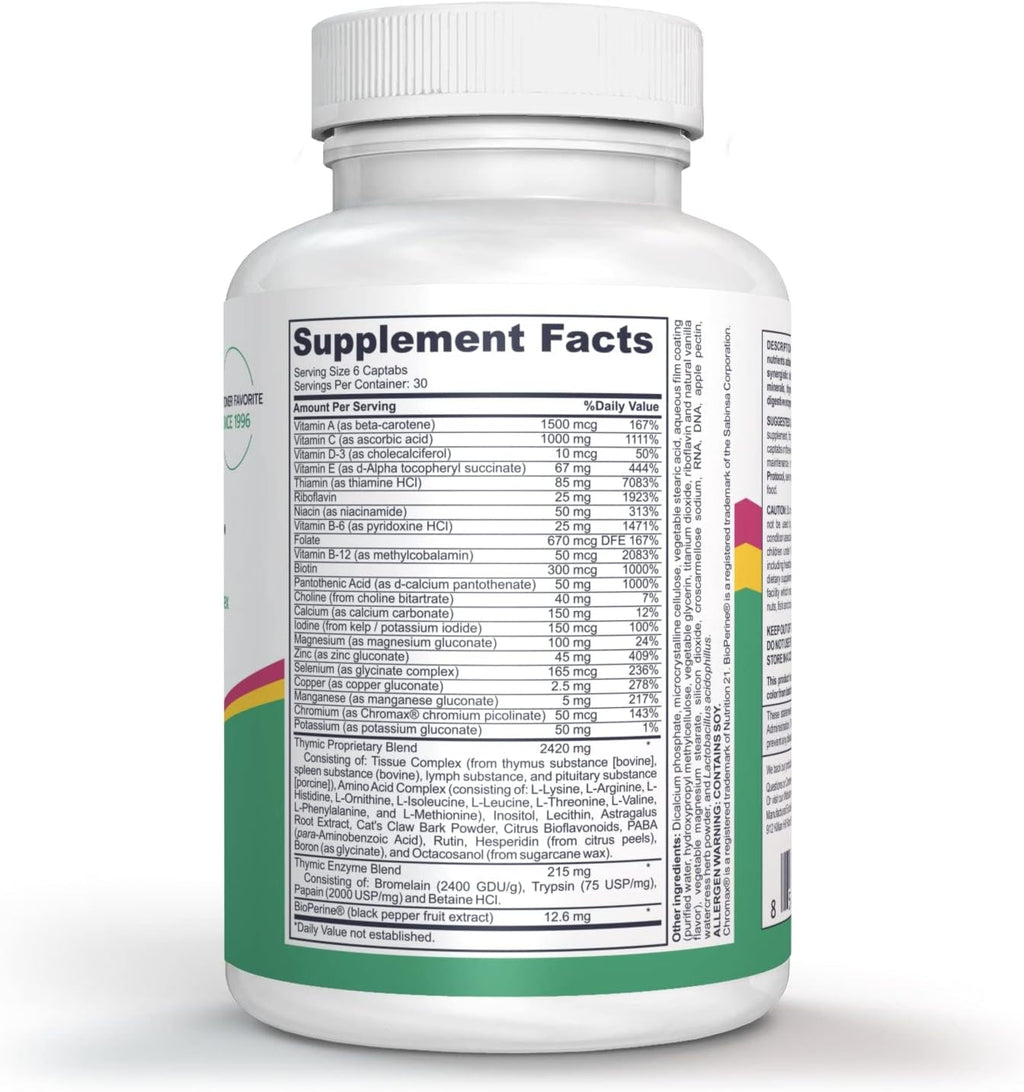 Complete Thymic Formula™ - Multivitamínico y Multimineral con Extracto de Timo (180 comprimidos)