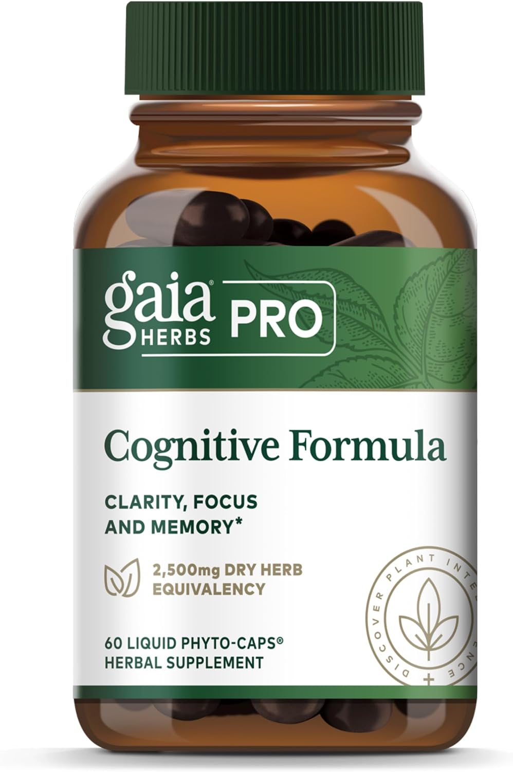 GAIA HERBS PRO Fórmula Cognitiva - Apoyo Cerebral y Circulación Sanguínea - 60 Cápsulas Líquidas