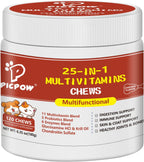 PICPOW Multivitamínico masticable para perros con glucosamina, condroitina, enzimas digestivas y probióticos, 120 comprimidos
