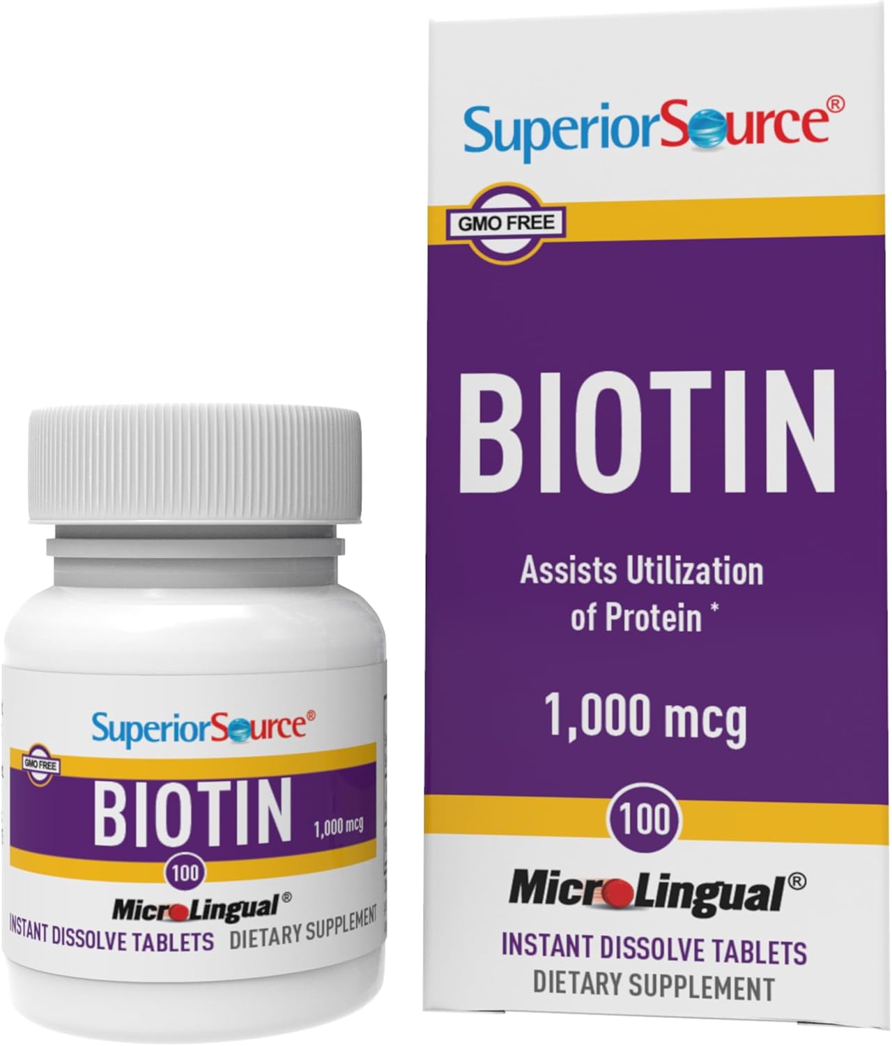 Superior Source Biotin 1000 mcg - Quick Dissolve Sublingual Tablets - 100 Count | Non-GMO