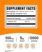 L-Histidina HCl en Polvo - Suplemento de L-Histidina (500mg por porción, 5kg)