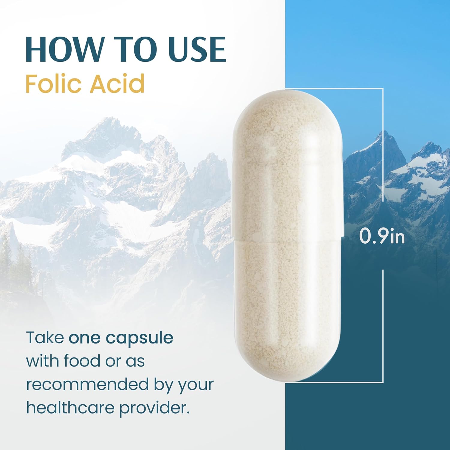 Vykee Nutrition Ácido Fólico 1850 mcg DFE - Complemento Prenatal Vegano 120 Cápsulas