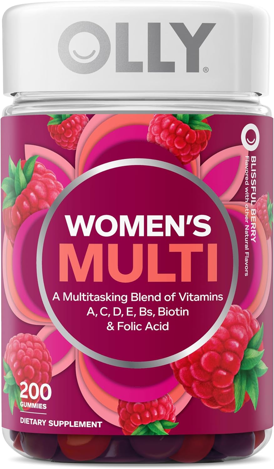 OLLY Women's Multi Vitamin Gummies con Biotina, Sabor Blissful Berry (200 unidades)
