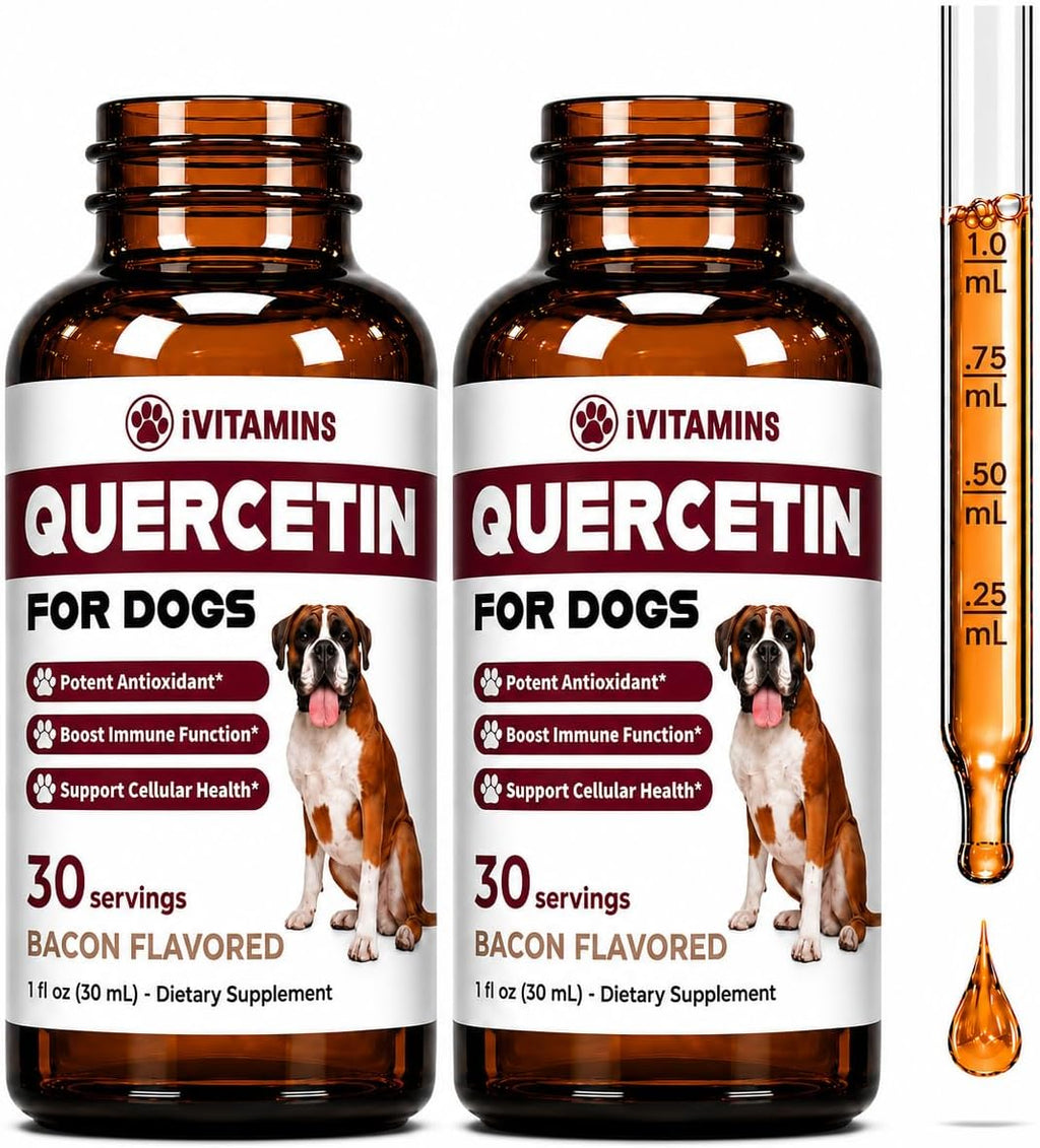 Quercetina para Perros - Suplemento Líquido para Alergias - Apoyo Inmunológico - Sabor Bacon - 30ml
