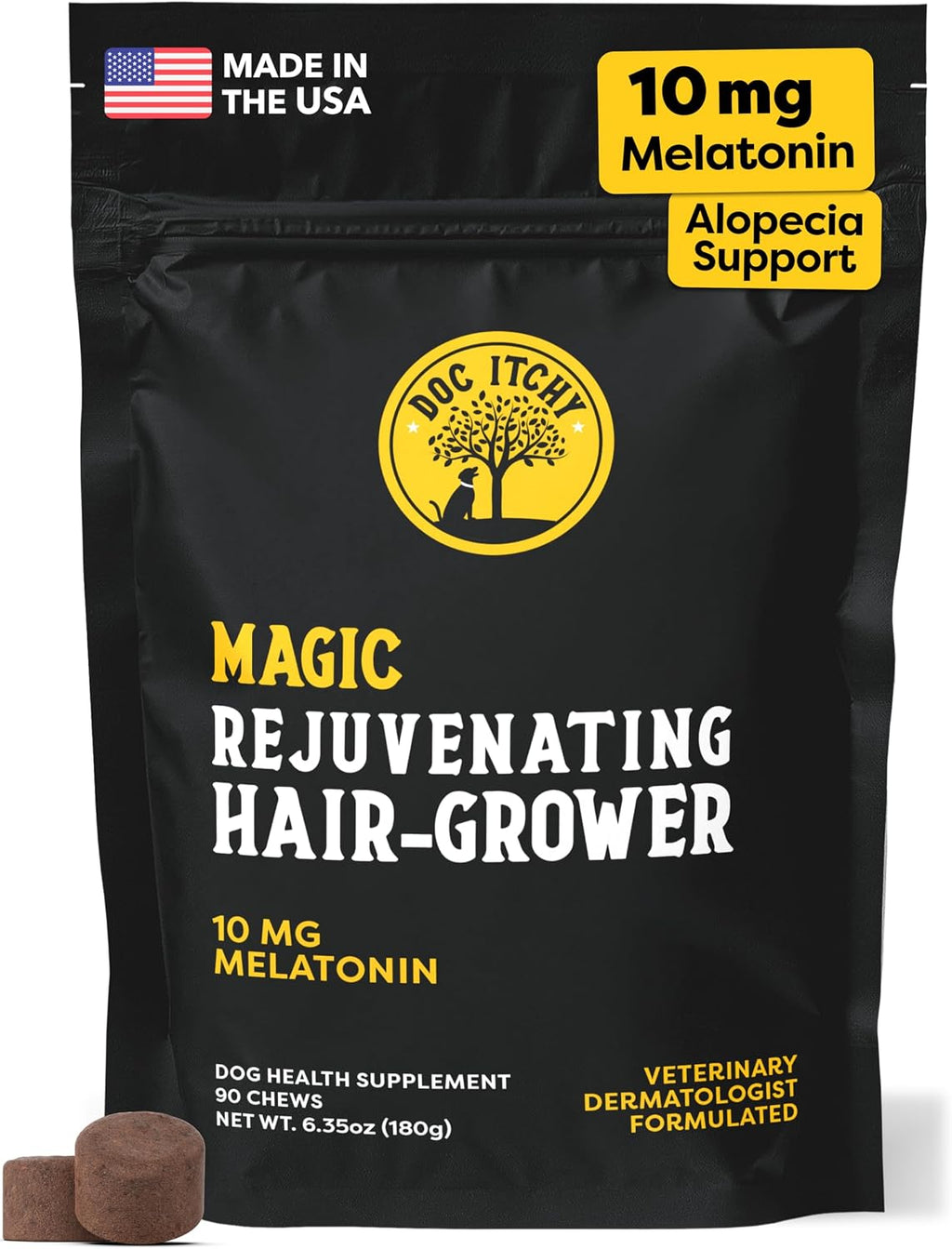 Doc Itchy Rejuvenating Hair-Grower Chews para Perros - 90 Unidades