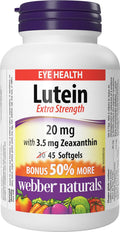 Webber Naturals Luteína Extra Fuerte con Zeaxantina, 20 mg, 30 Cápsulas Blandas