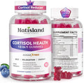 NATISLAND Cortisol Gummies 12-en-1 – Reduce Cortisol con Magnesio, Ashwagandha, L-Teanina, Vitamina B6 y D3, Sin Azúcar, Vegano, 60 Gomitas