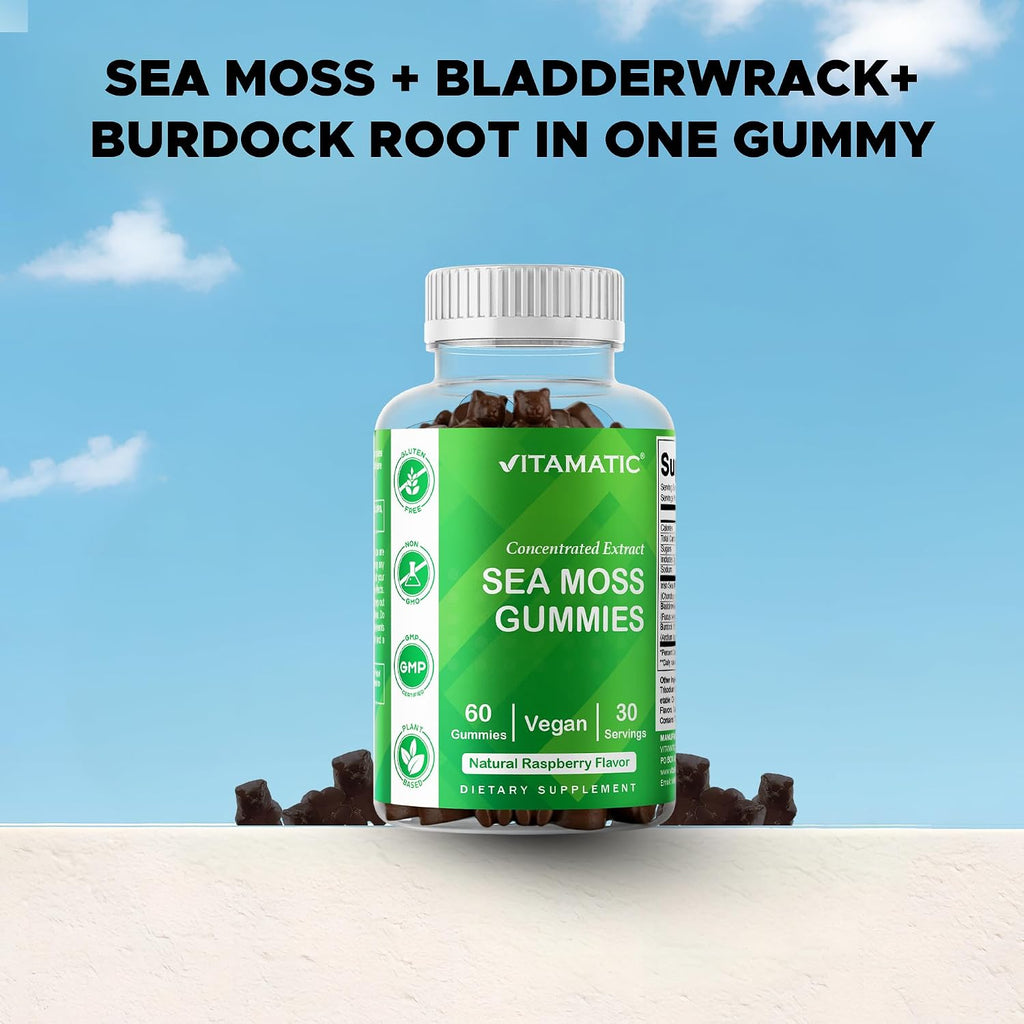 Vitamatic Gominolas de Musgo Marino Irlandés con Bladderwrack y Bardana - Suplemento de Extractos Botánicos - Vegano, No OGM - 60 cuentas (2 paquetes, 120 unidades)
