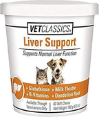 Vet Classics Apoyo Hepático para Perros y Gatos – Suplemento para la Función Hepática – B-vitaminas, Glutatión, Cardo Mariano – 120 Comprimidos Blandos