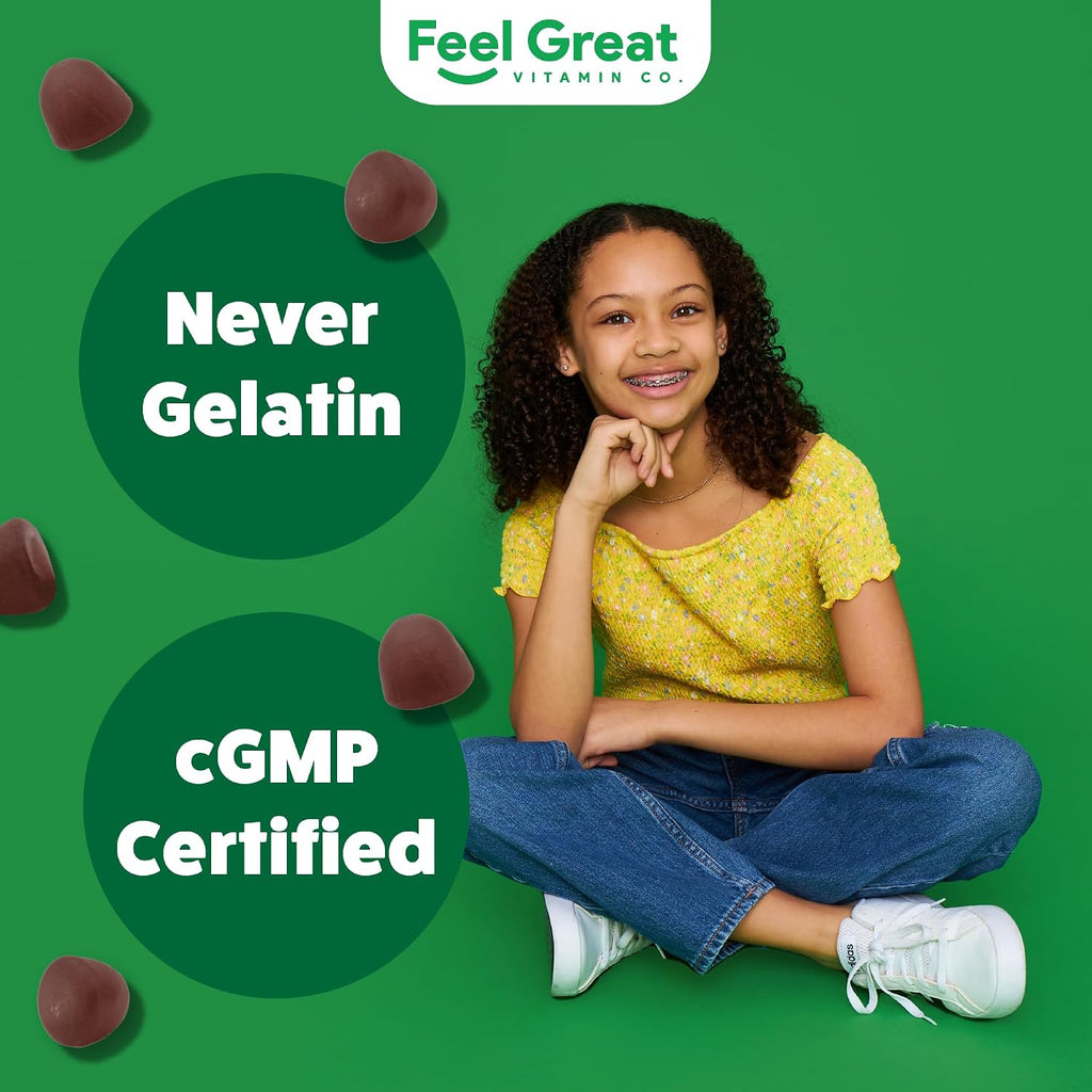 Feel Great Super Green Gummies para Niños | Gominolas de Frutas y Verduras | Multivitamínico Vegano