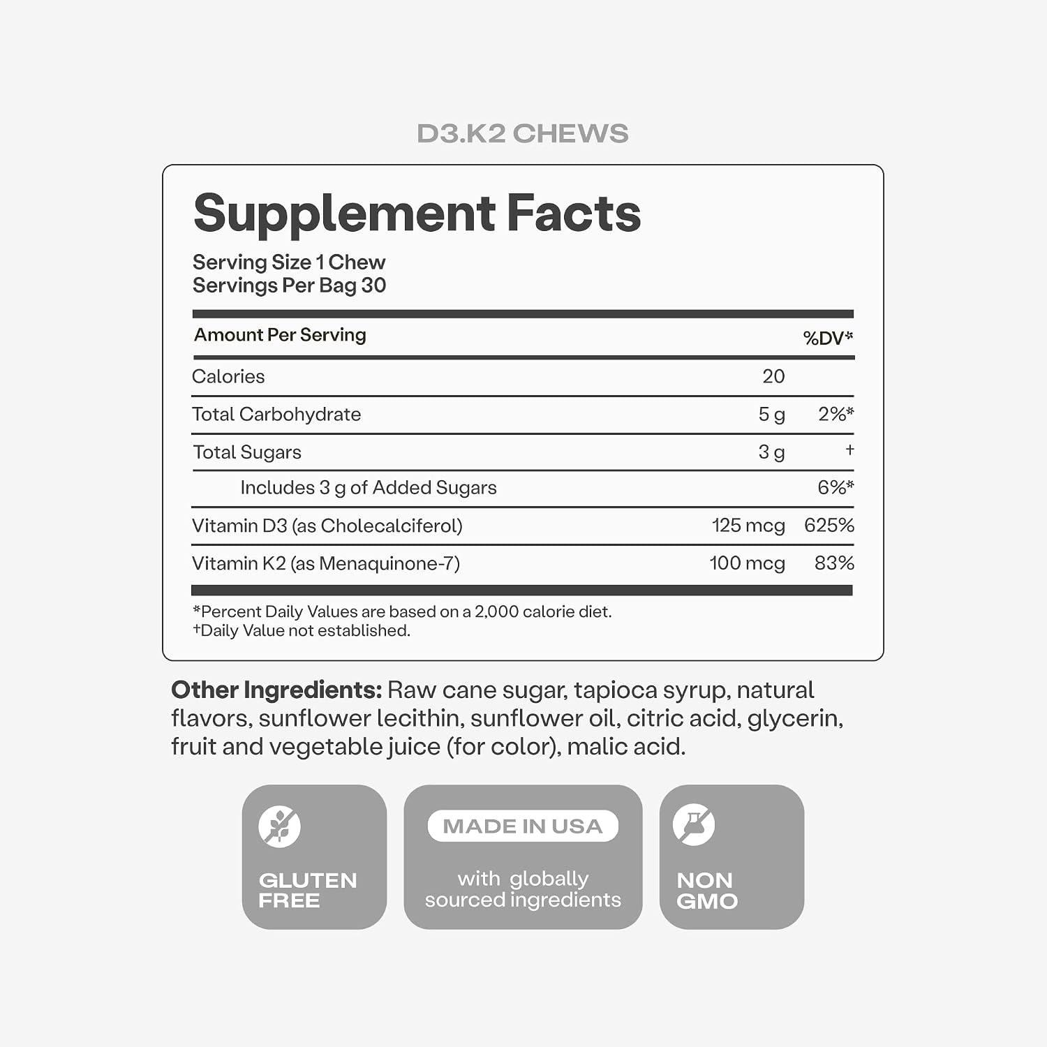 Humann Vitamina D3 + K2 Comprimidos Masticables - 5000 UI, Sabor Bayas, 30 unidades
