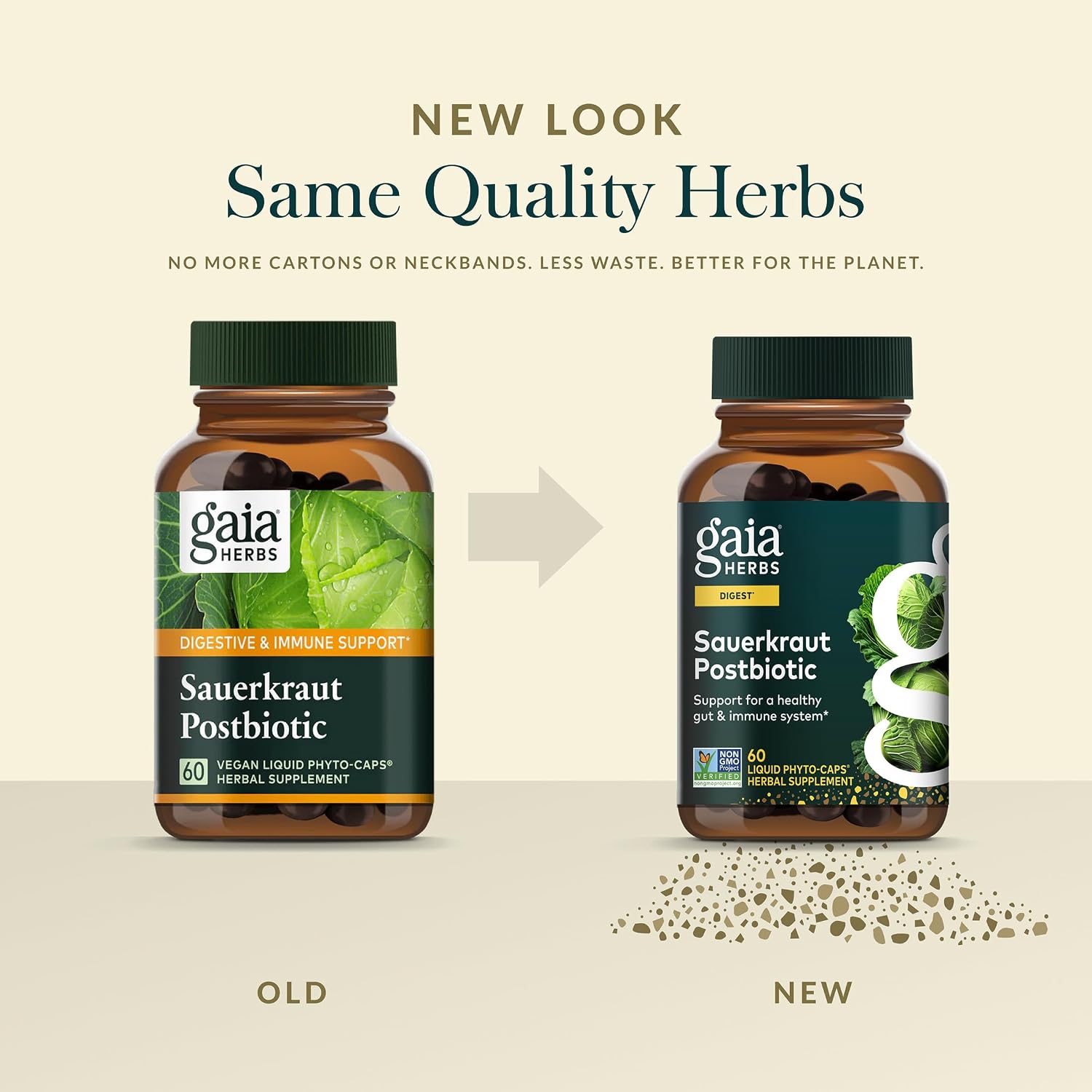 Gaia Herbs Postbiótico de Chucrut - Salud Digestiva e Inmune - 60 Cápsulas Veganas
