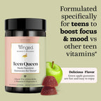 Winged Wellness Multivitamin Gummies para Adolescentes - Vitaminas para el Estado de Ánimo y Salud Hormonal - Gomitas Veganas con Chaste Tree, Lemon Balm, L-Theanine y Huperzine A - 60 Gomitas