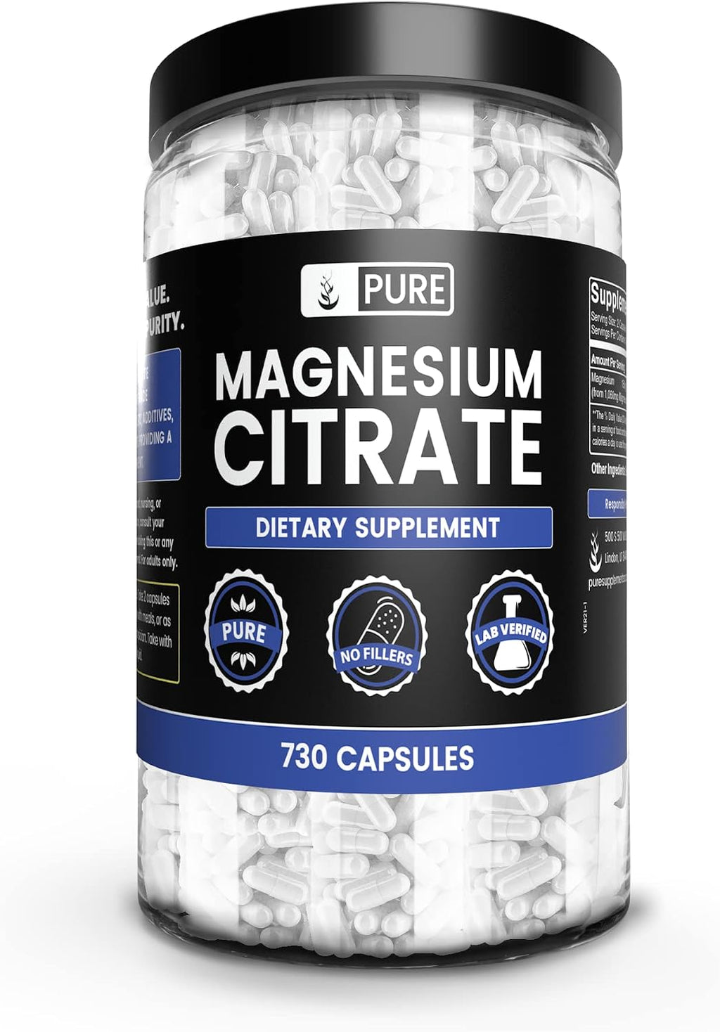 Citrato de Magnesio de Pure Original Ingredients (730 Cápsulas)