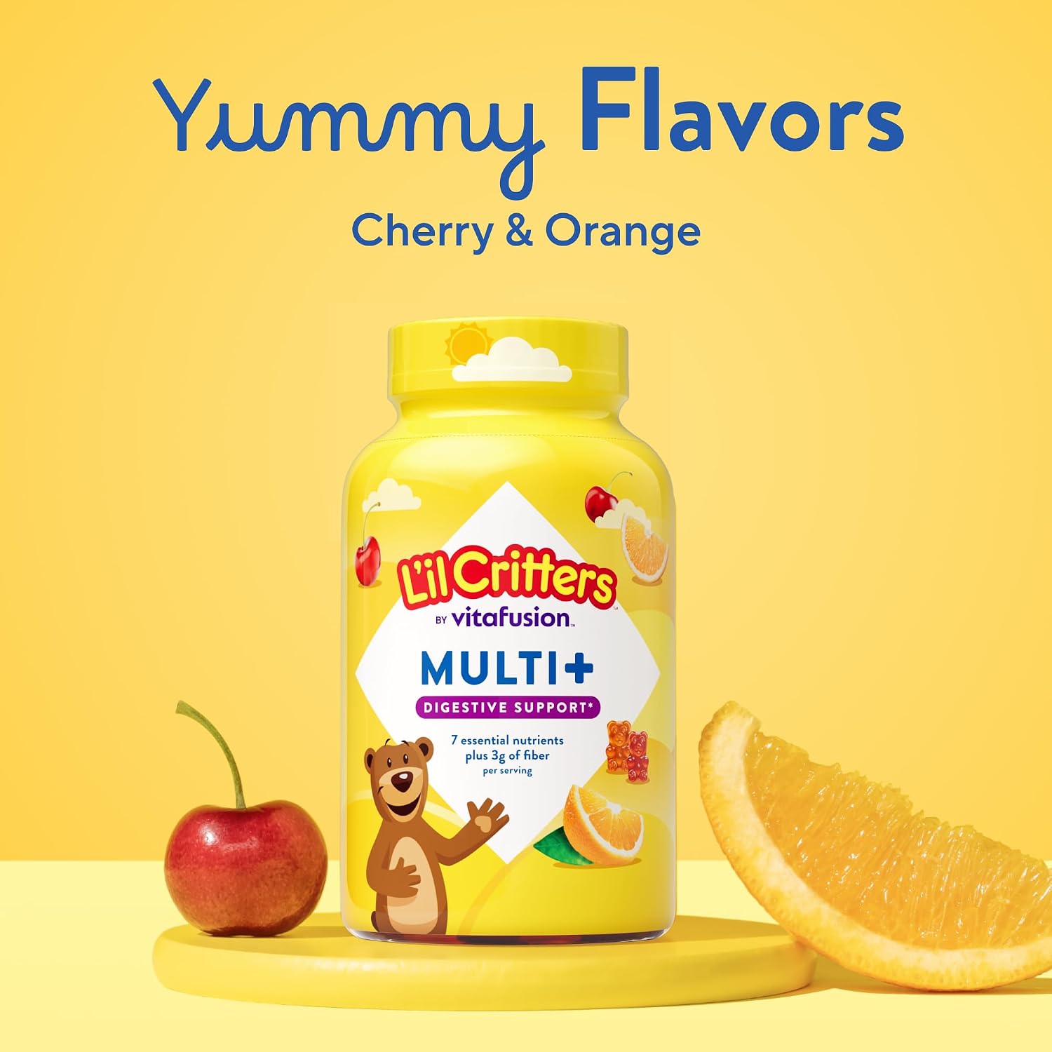 L'il Critters Multivitamin Gummies para niños - 90 gominolas - con vitaminas B, C, D, E - sabores variados - sin gluten ni lácteos - complemento digestivo