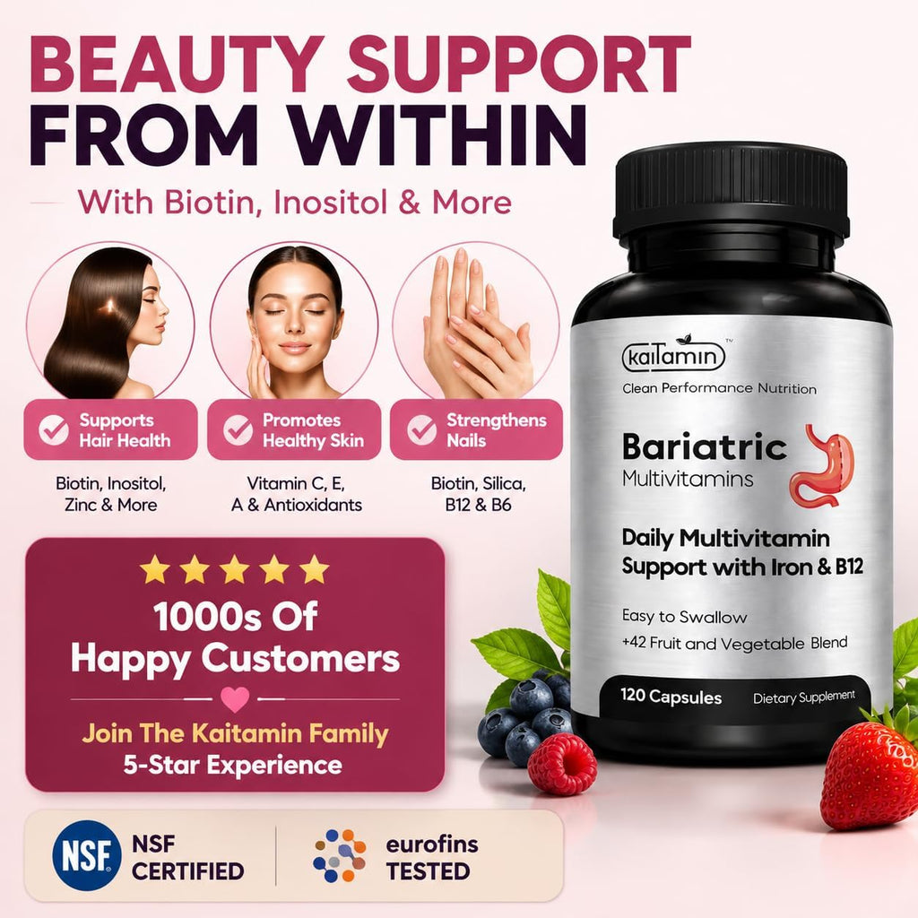 Kaitamin Multivitamínico Bariátrico con Hierro – 120 Cápsulas Líquidas (60 Días)