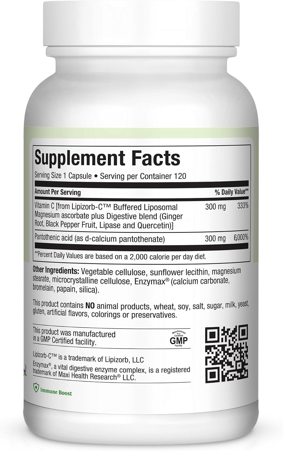 Maxi Health Pantomax Supreme – 120 Cápsulas con Vitamina C Lipizorb-C y Ácido Pantoténico