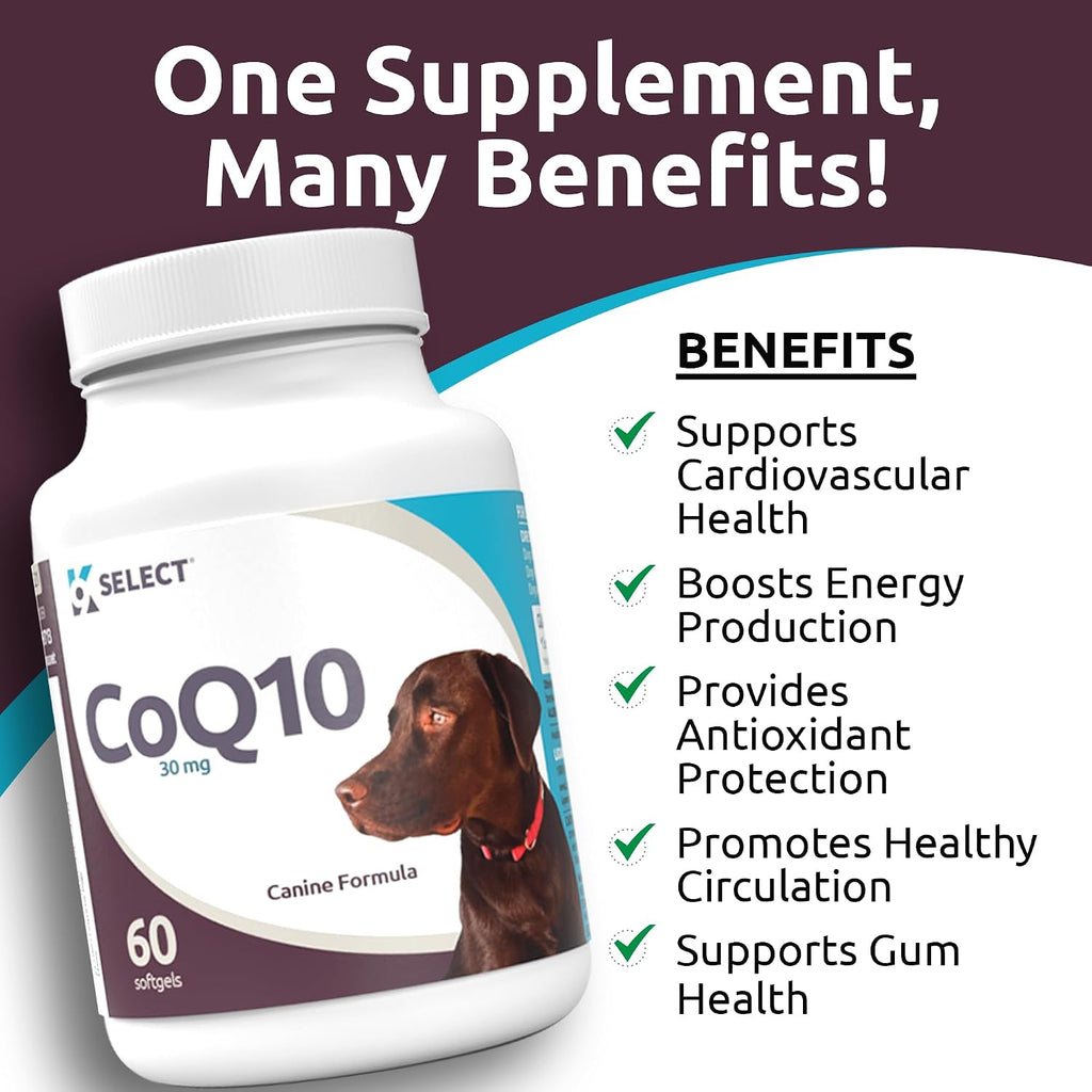 K9 Select CoQ10 Supplement for Dogs, 30mg - 60 Soft Gels per Bottle