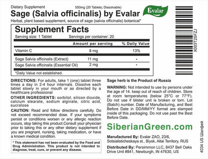 Evalar Salvia officinalis Comprimidos – Formato: Los comprimidos disolubles ofrecen comodidad y rápida absorción, – Image 2