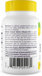 Healthy Origins Biotin 10,000 mcg (10 mg), 150 Cápsulas Vegetales - Alta Potencia, Grado USP, No OGM, Vegano, Sin Gluten