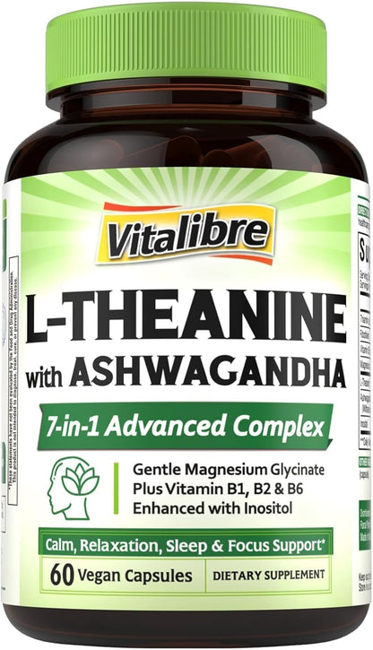 Vitalibre L-Teanina 200mg 7 en 1 con – Inositol: Compuesto que participa en la señalización celular y puede – Image 9