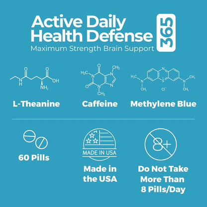 Best 365 Labs Maximum Strength Brain Support - Methylene Blue, Caffeine y L-Theanine - 60 Comprimidos – Image 7