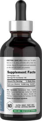 Horbäach Biotin Liquid Drops 10000mcg | 118 ml | Sabor Berry | Vegetariano, No-GMO y Sin Gluten