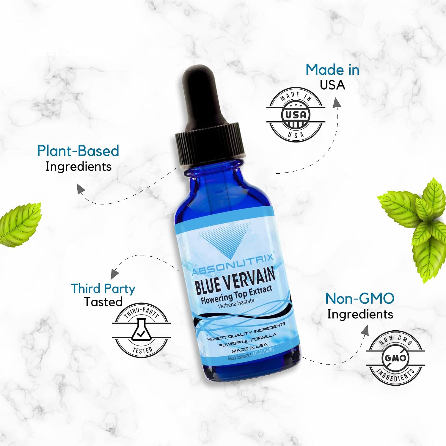 Absonutrix Blue Vervain Flowering Top Extract 650 mg - 118 ml (4 Fl Oz)