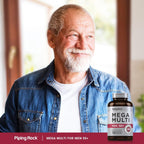 Piping Rock Multivitamínico para Hombres Mayores de 50 Plus | 100 Tabletas | con Vitamina D3, Potasio y Folato | Suplemento Mineral Diario | Sin Transgénicos, Sin Gluten