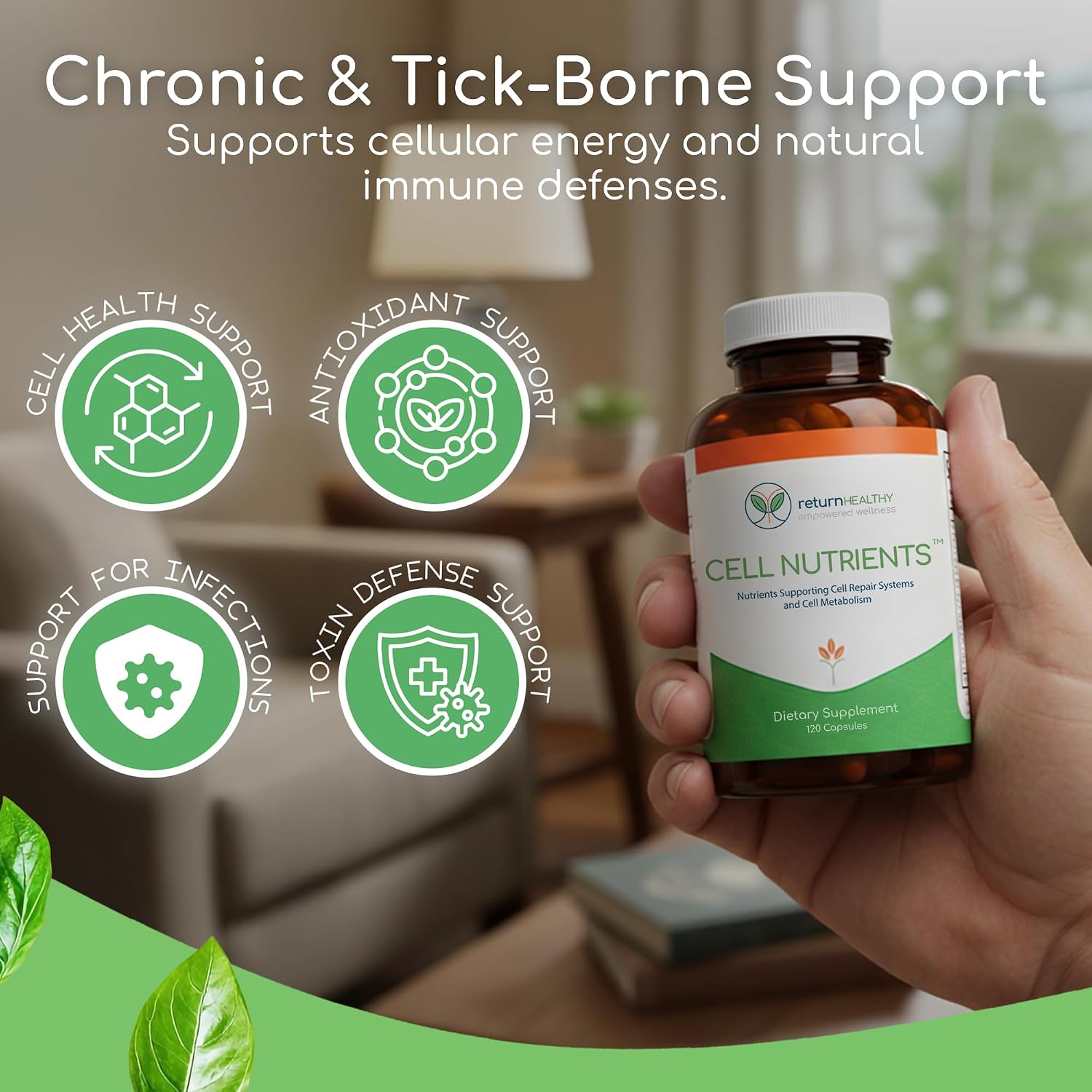 Cell Nutrients – Suplemento Mitocondrial para Reparación Celular, 120 Cápsulas