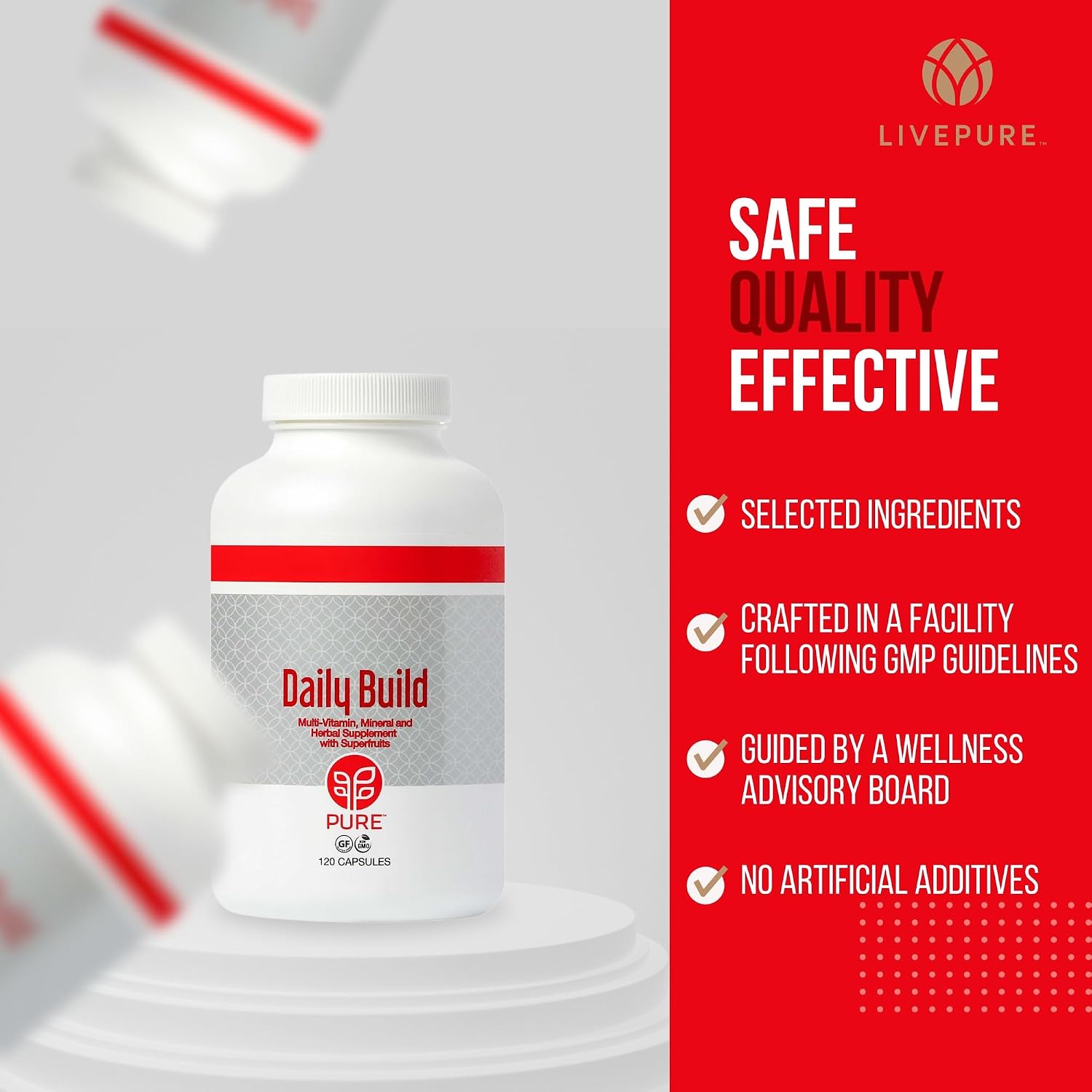 PURE Daily Build | Multivitamínico Avanzado | 120 Cápsulas