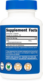 Nutricost DHEA 50mg, 120 Cápsulas - Sin Gluten, Sin Soja, No GMO