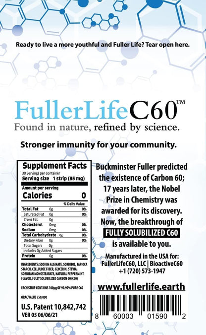 Carbon 60 (C60) Tiras Disolubles Antioxidantes - Puro 99.99% - 30 Tiras – Image 3