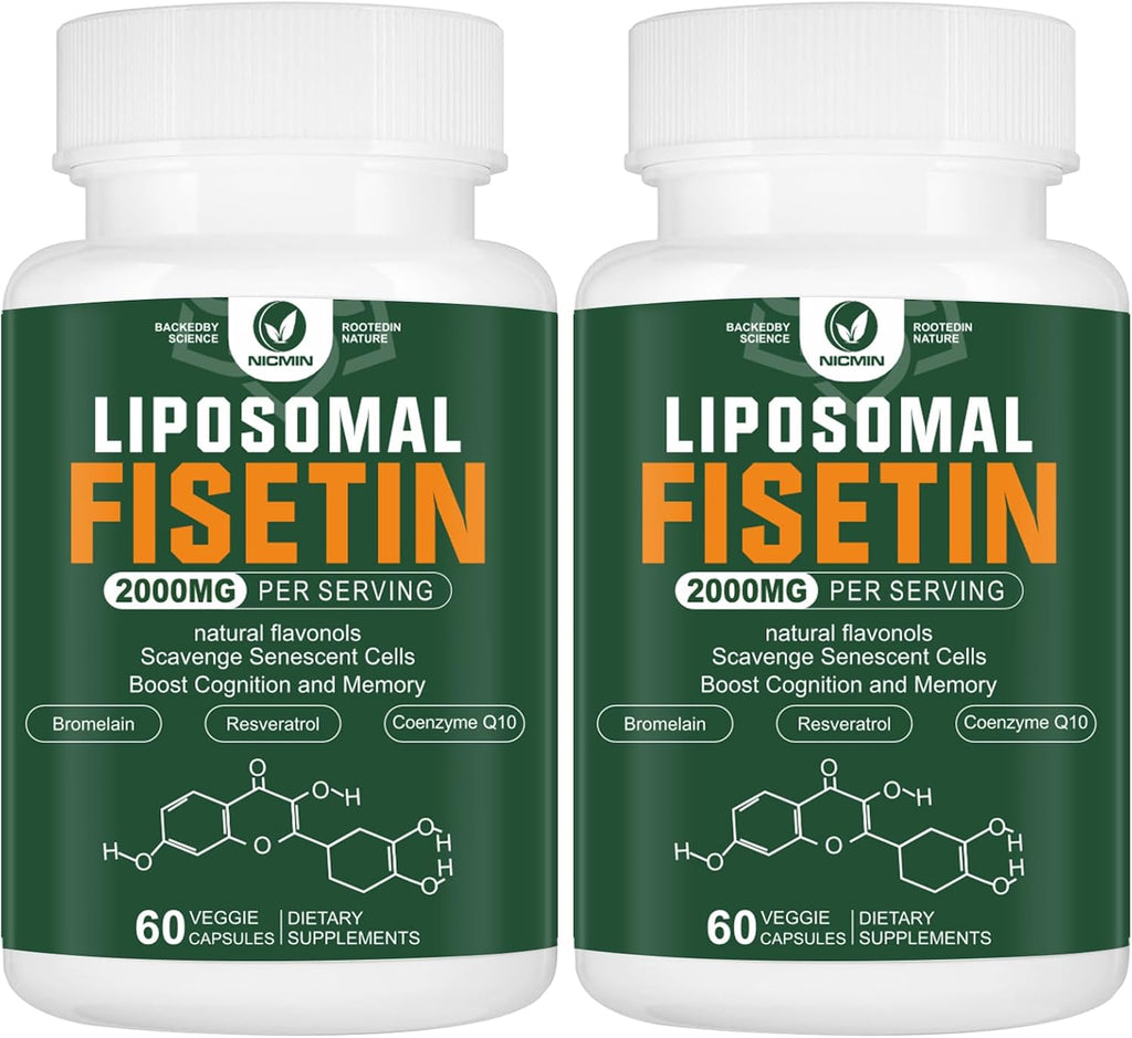 Suplemento de Fisetina Liposomal, 2000 mg, 98% Puro, con Quercetina, TMG y Resveratrol, 120 Cápsulas