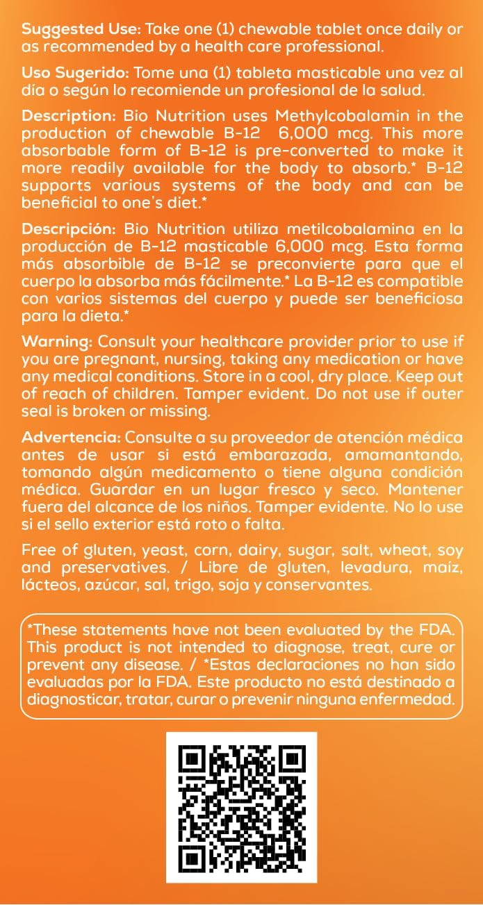 Bio Nutrition B-12 Sublingual 50 tabletas
