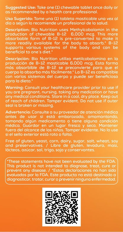Bio Nutrition B-12 Sublingual 50 tabletas – Image 4