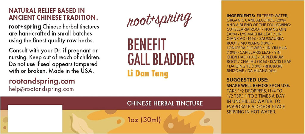 Benefit Gallbladder - Li Dan Tang - Tintura Herbal (Extracto Líquido) de root + spring