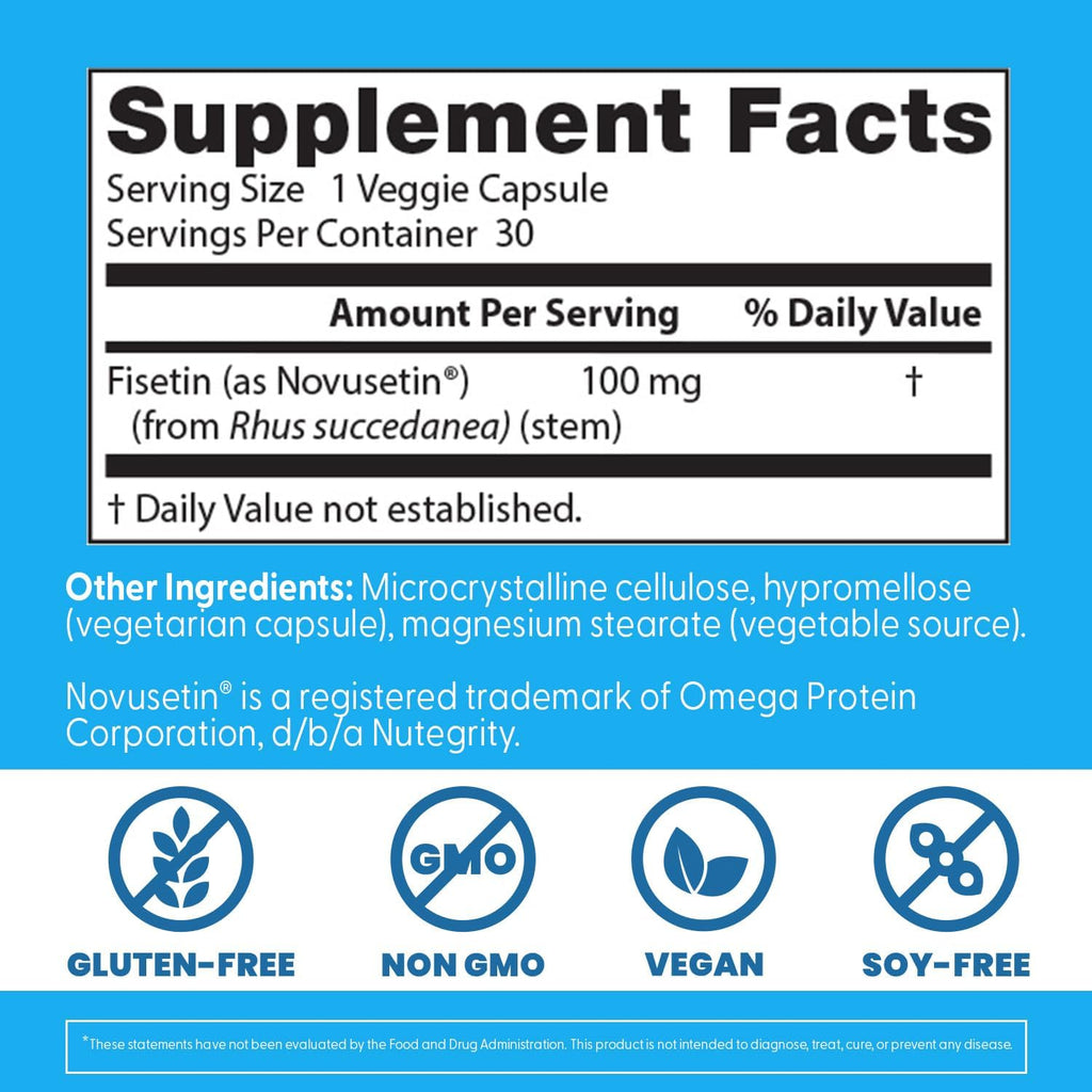 Doctor's Best Fisetin 100 mg – 30 Cápsulas Veganas – Salud Cerebral y Apoyo Antioxidante