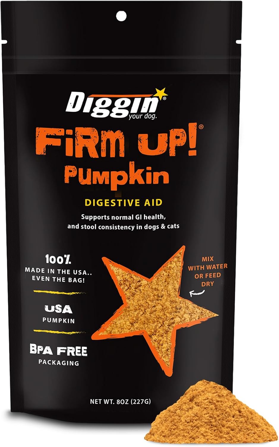 Diggin' Your Dog FIRM UP Original Pumpkin Suplemento Digestivo para Perros y Gatos, 28 g