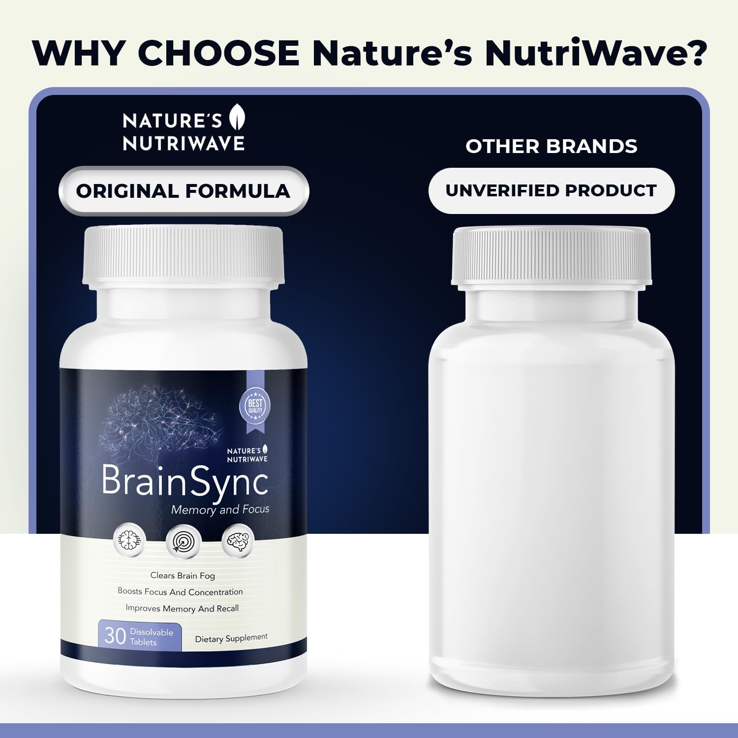 BrainSync – Probiótico en Comprimidos, 3.6 mil millones UFC – 30 Comprimidos, 1 Mes de Suministro