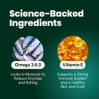 VetriScience Derma Strength Masticables para Piel y Pelo de Perros, con Aceite de Salmón, 70 unidades
