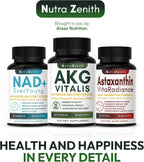 Arazo Nutrition AKG Suplemento Antiedad y Energía con Vitamina B6, Vitamina C y L-Arginina - 60 Cápsulas