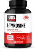 Force Factor L-Tirosina 500 mg, 120 Cápsulas – Suplemento de Aminoácido en Forma Libre