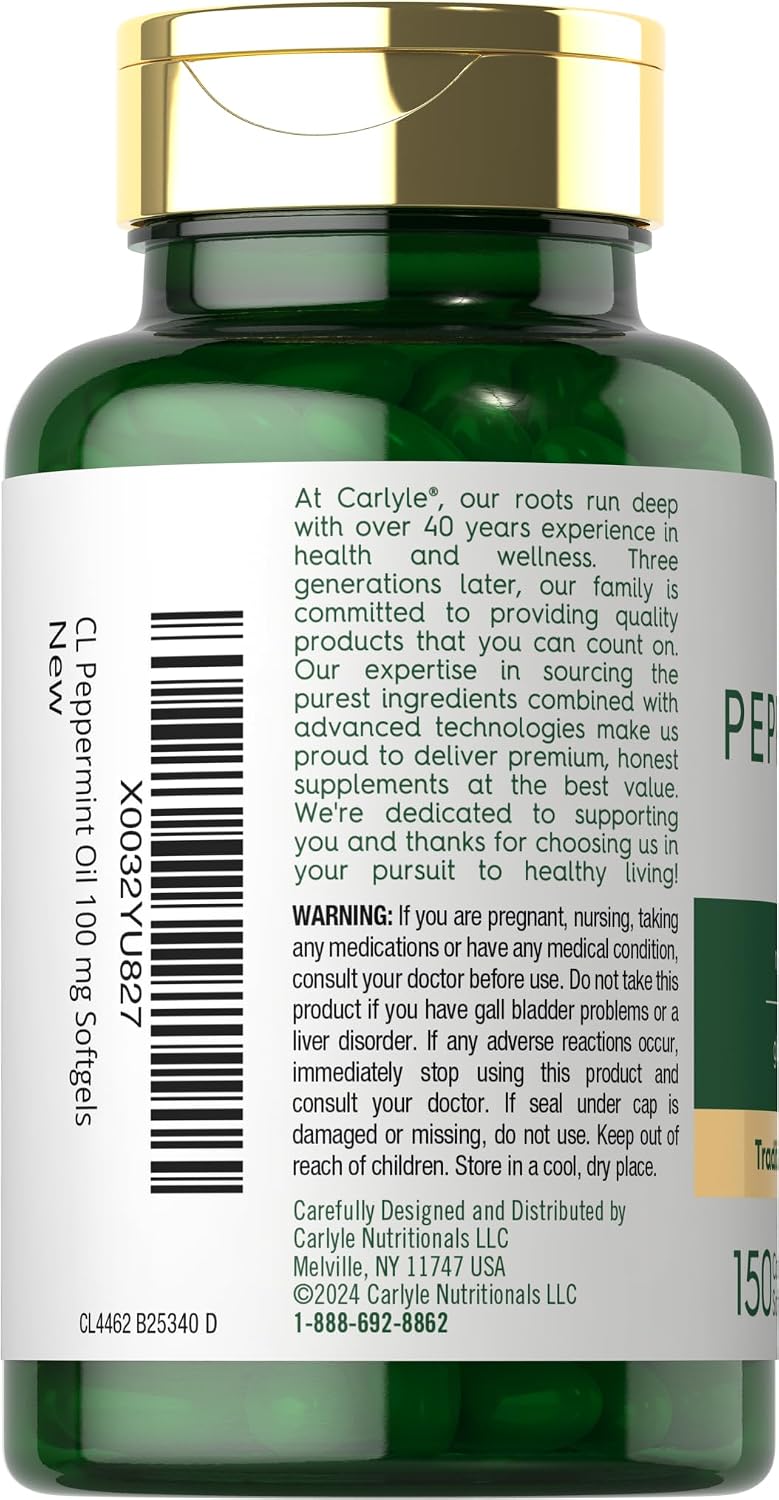 Carlyle Aceite de Menta en Cápsulas | 150 Softgels | Suplemento Herbal