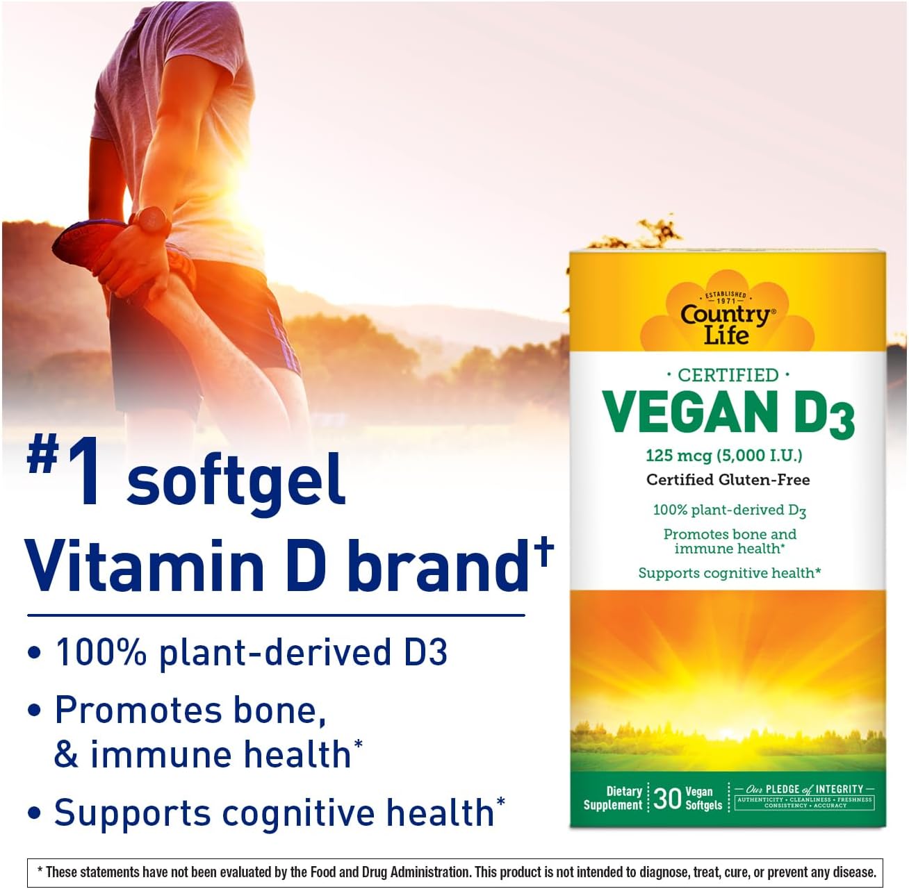 Country Life Vitamina D3 Vegana 5000 UI – 30 Cápsulas Blandas