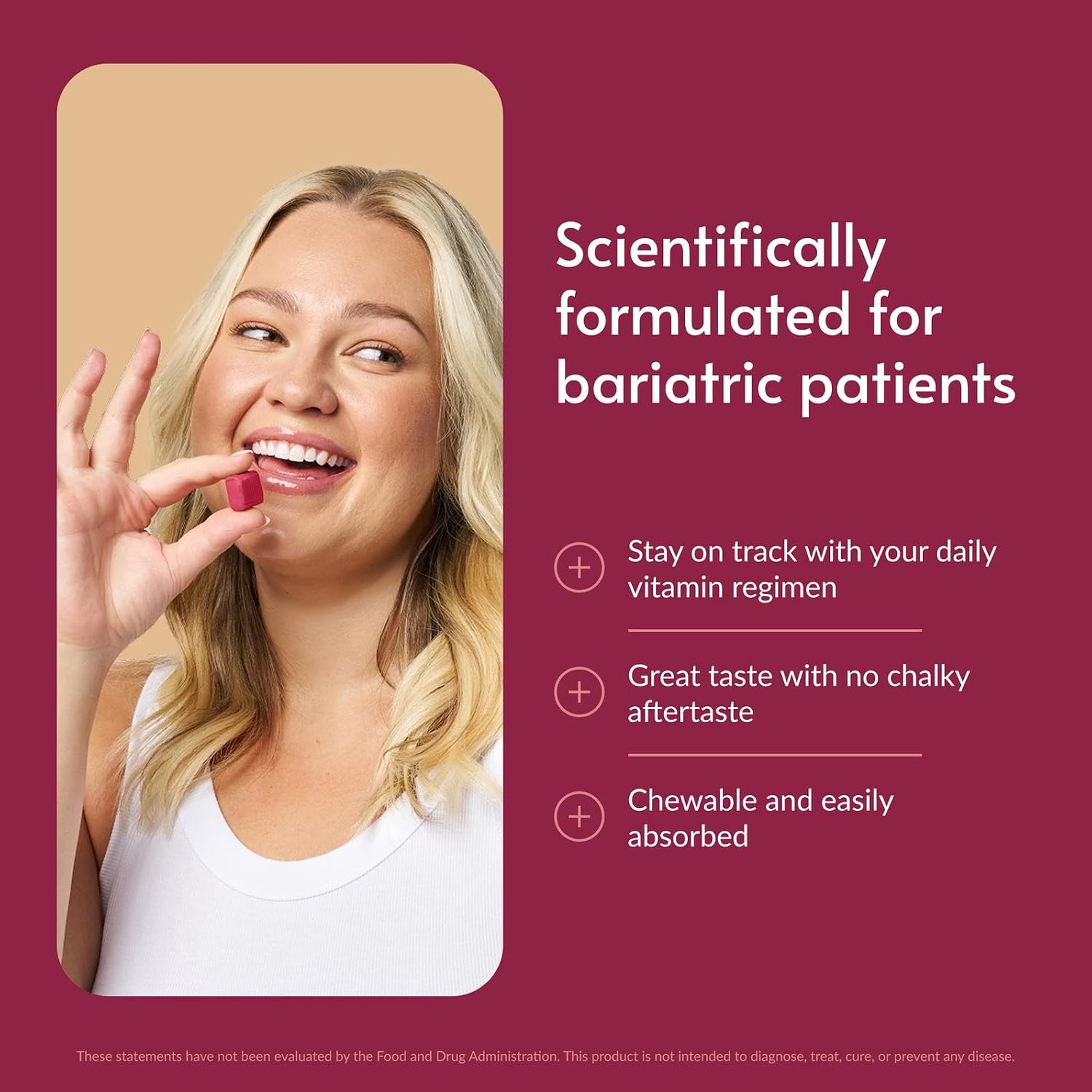 Bariatric Advantage Multi Chewy Bite – Multivitamínico masticable para cirugía bariátrica, sabor fresa sandía, 60 unidades