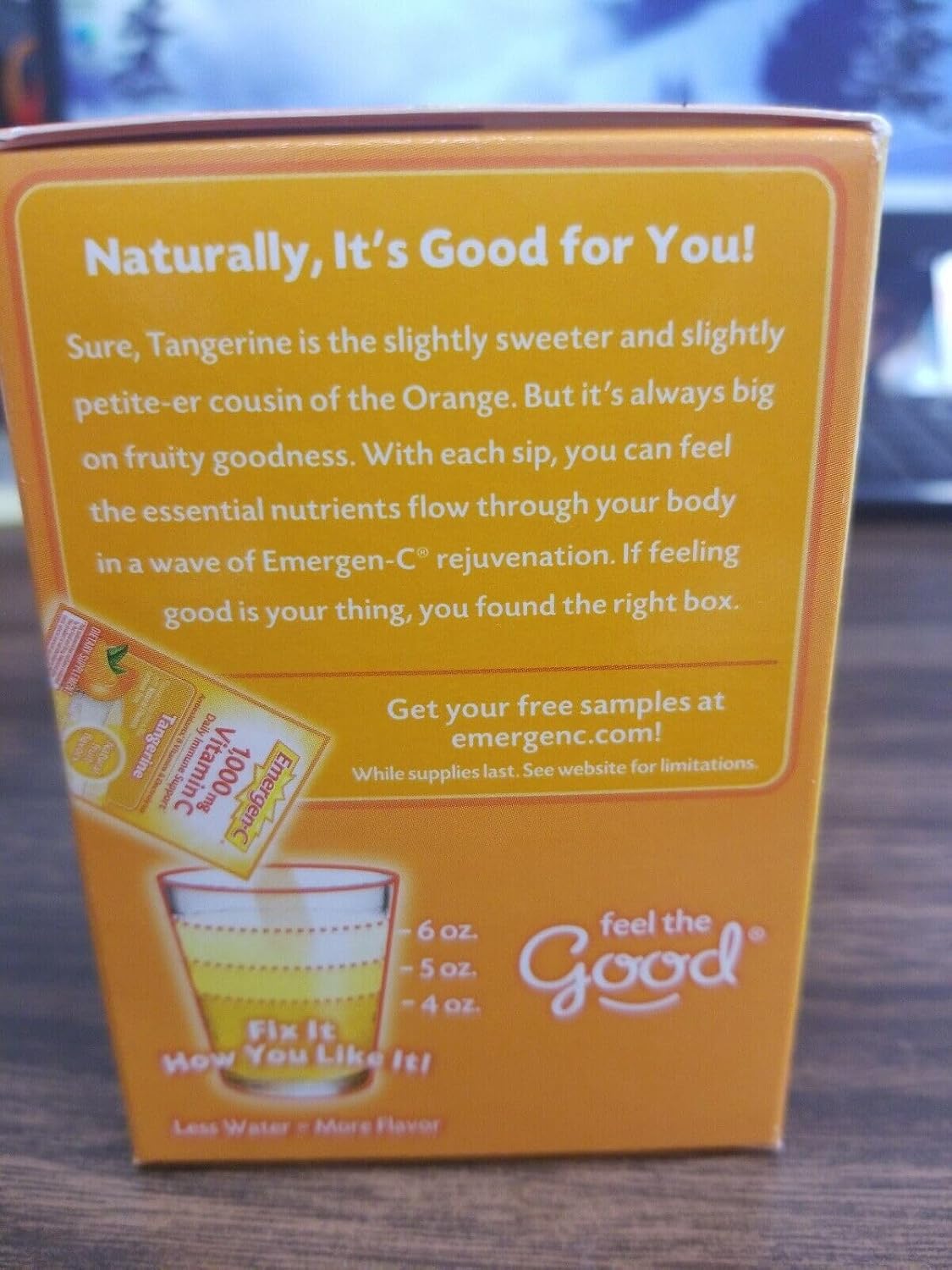 Emergen-C Vitamina C Sabor Mandarina - Mezcla para Bebida, 30 Sobres