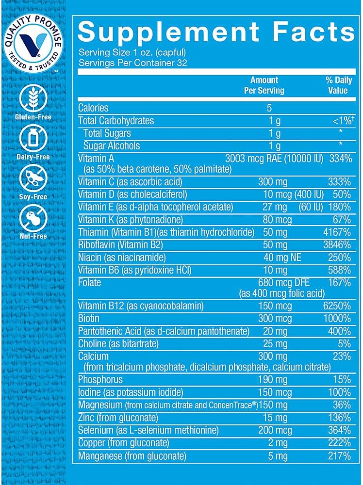 Multivitamínico Líquido The Vitamin Shoppe, Frutas Tropicales, 946 ml